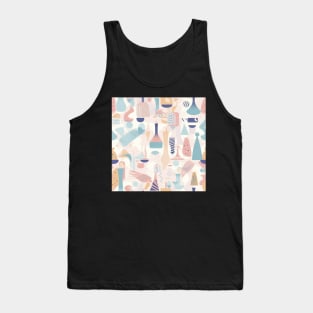 Abstract minimalism pattern featuring stylized objects and geometric shapes in soothing pastel colors Tank Top